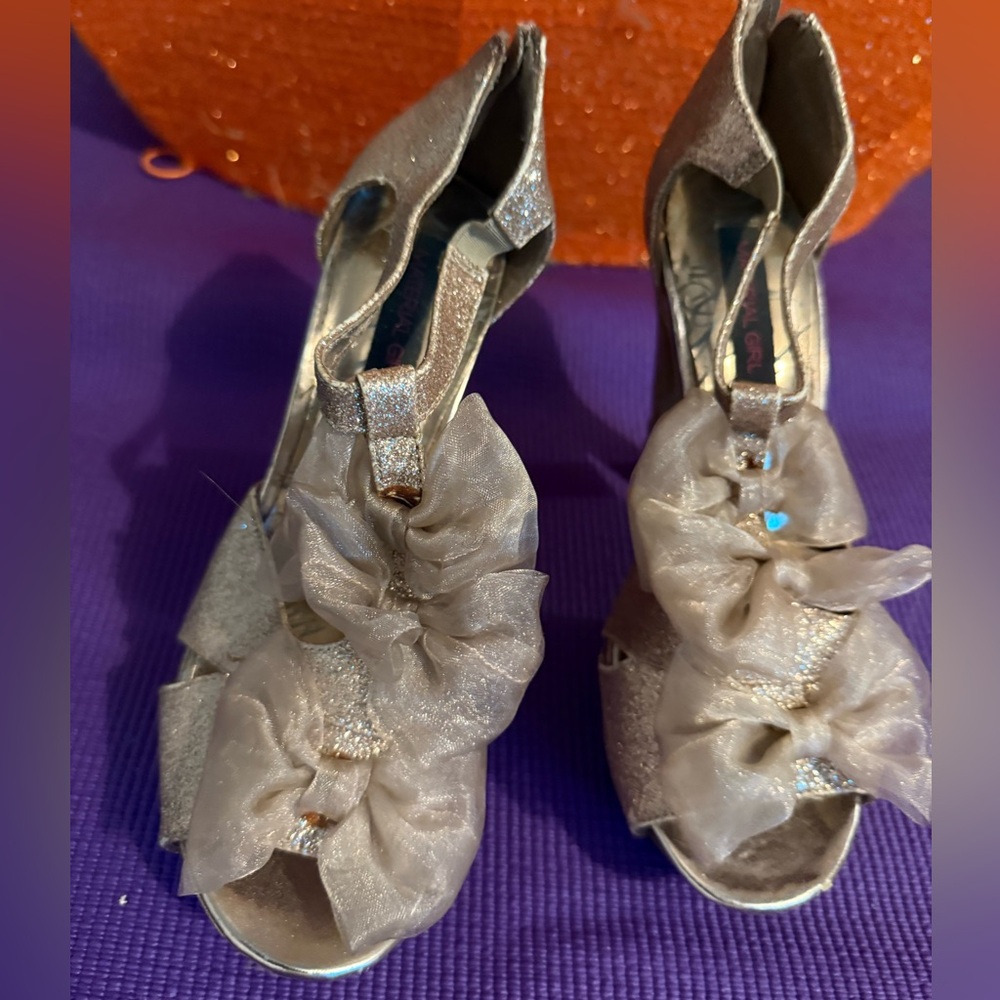 Madden Girl Glitter Heels with Bow Accents